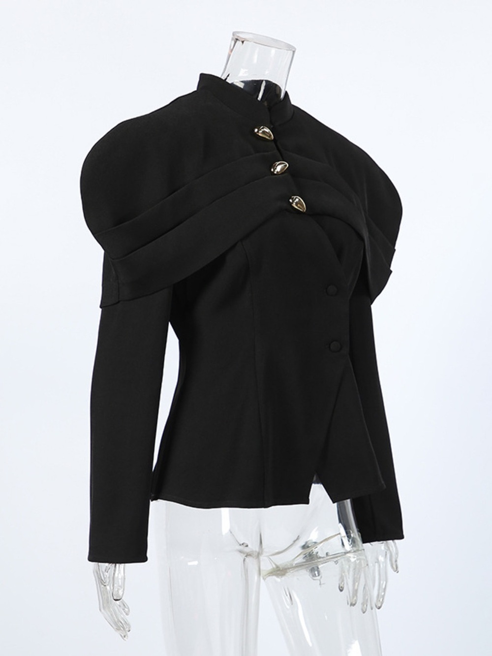 Cape-Style Button Up Outerwear - Picture 9 of 14